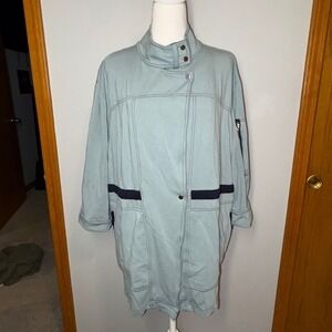 LYSSE NEW‎ YORK Light Blue/Green Zipper Pocket Asymmetrical Snap Front Jacket